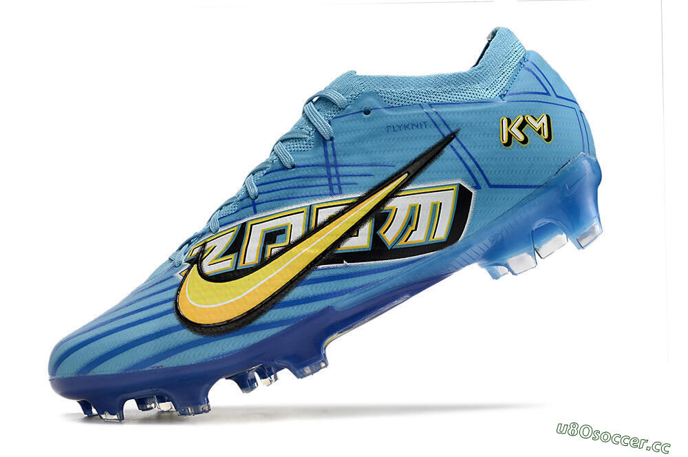 Unisex Kylian Mbappe x Nike Air Zoom Mercurial Vapor 15 Elite FG Firm Ground Low-Tops Football Boots - Blue/Yellow/Black 5