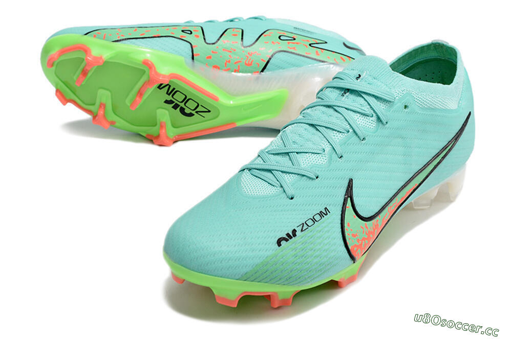 Men's Nike Air Zoom Mercurial Vapor 15 Elite FG Firm Ground Low-Tops Football Boots - Blue/Green/Black 3