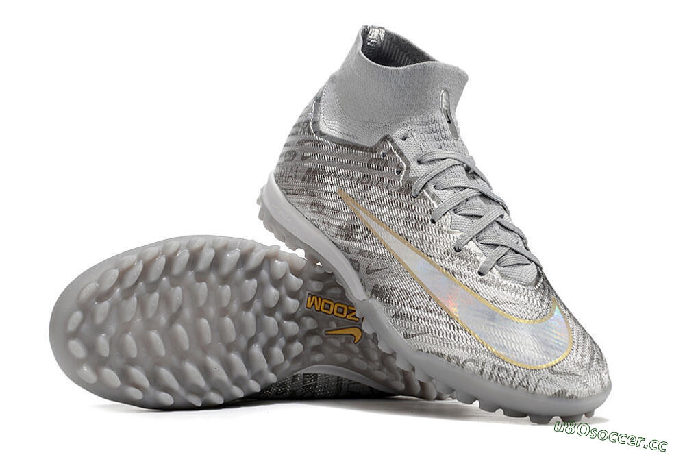Unisex Nike Air Zoom Mercurial Superfly 9 Elite TF Artificial Turf High-Tops Football Shoes - Silver/Gold 1