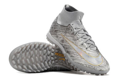 Unisex Nike Air Zoom Mercurial Superfly 9 Elite TF Artificial Turf High-Tops Football Shoes - Silver/Gold