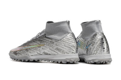 Unisex Nike Air Zoom Mercurial Superfly 9 Elite TF Artificial Turf High-Tops Football Shoes - Silver/Gold