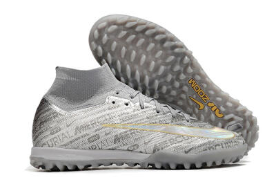 Unisex Nike Air Zoom Mercurial Superfly 9 Elite TF Artificial Turf High-Tops Football Shoes - Silver/Gold