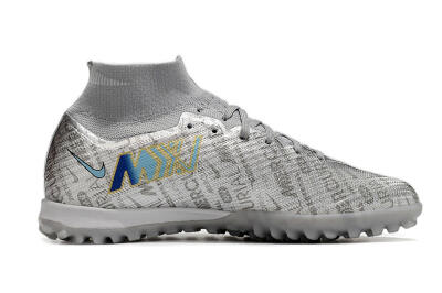 Unisex Nike Air Zoom Mercurial Superfly 9 Elite TF Artificial Turf High-Tops Football Shoes - Silver/Gold