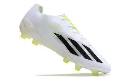 Unisex Adidas X Crazyfast.1 FG Firm Ground Low-Tops Football Boots - White/Black/Green