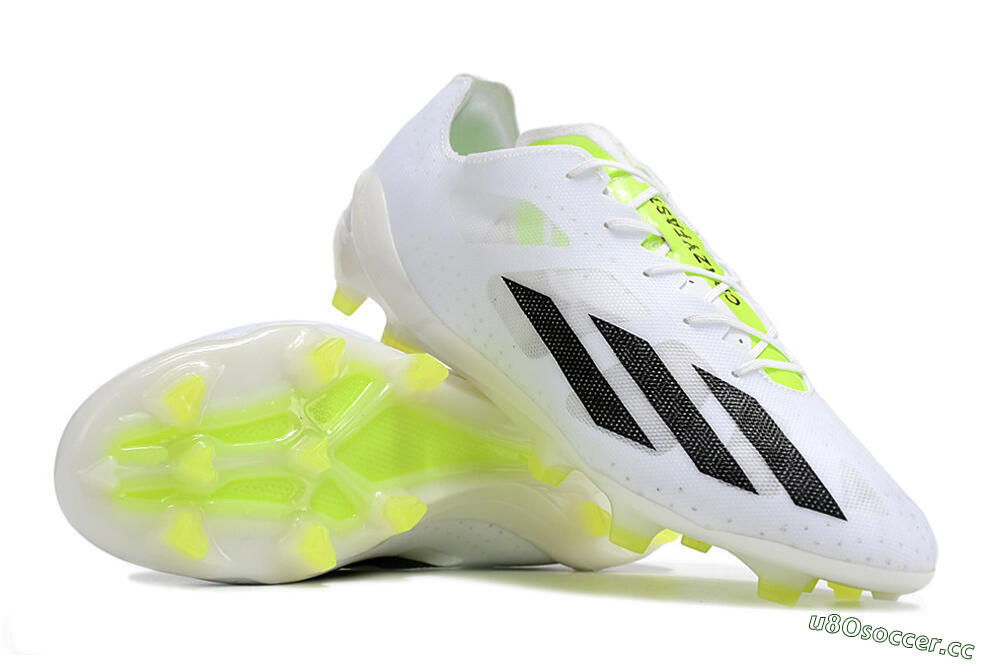 Unisex Adidas X Crazyfast.1 FG Firm Ground Low-Tops Football Boots - White/Black/Green 3