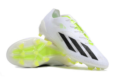 Unisex Adidas X Crazyfast.1 FG Firm Ground Low-Tops Football Boots - White/Black/Green
