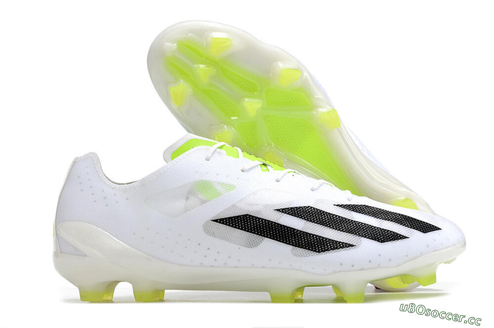 Unisex Adidas X Crazyfast.1 FG Firm Ground Low-Tops Football Boots - White/Black/Green 2