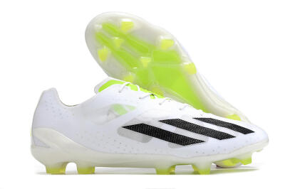Unisex Adidas X Crazyfast.1 FG Firm Ground Low-Tops Football Boots - White/Black/Green