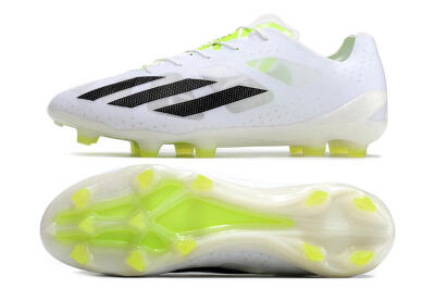 Unisex Adidas X Crazyfast.1 FG Firm Ground Low-Tops Football Boots - White/Black/Green