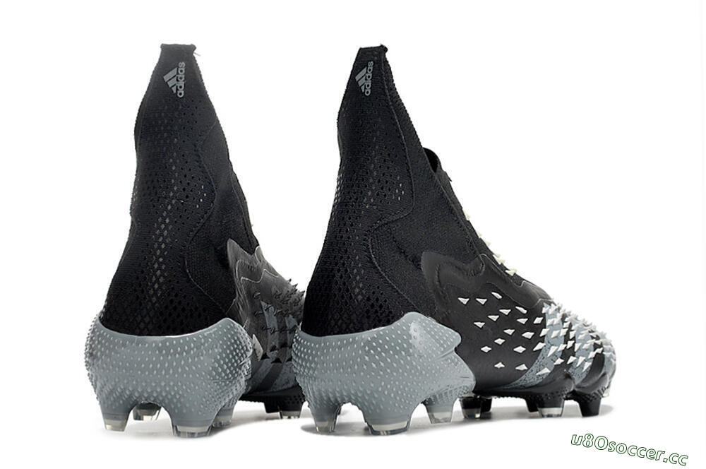 Unisex Adidas Predator Freak+ FG Firm Ground High-Tops Football Boots - Black/Siliver 6