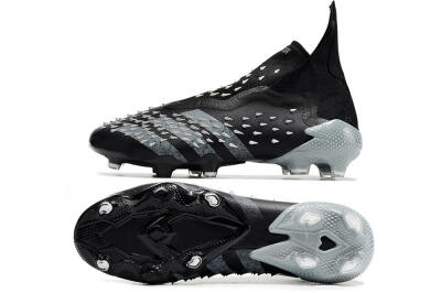Unisex Adidas Predator Freak+ FG Firm Ground High-Tops Football Boots - Black/Siliver