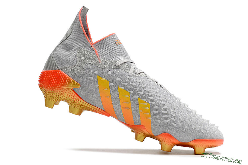 Unisex Adidas Predator Freak.1 FG Firm Ground High-Tops Football Boots - Grey/Orange/Gold 4