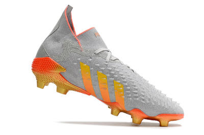 Unisex Adidas Predator Freak.1 FG Firm Ground High-Tops Football Boots - Grey/Orange/Gold