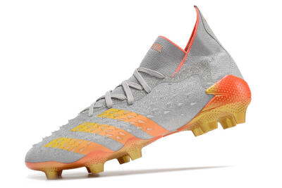 Unisex Adidas Predator Freak.1 FG Firm Ground High-Tops Football Boots - Grey/Orange/Gold