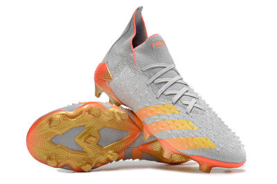 Unisex Adidas Predator Freak.1 FG Firm Ground High-Tops Football Boots - Grey/Orange/Gold