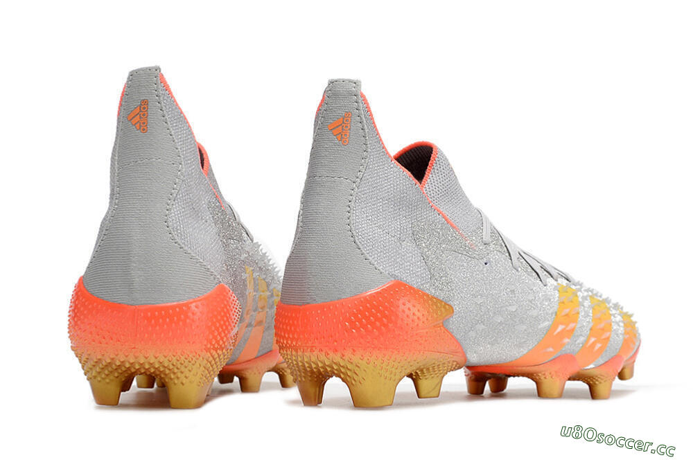Unisex Adidas Predator Freak.1 FG Firm Ground High-Tops Football Boots - Grey/Orange/Gold 6