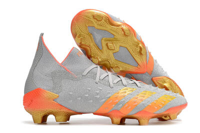 Unisex Adidas Predator Freak.1 FG Firm Ground High-Tops Football Boots - Grey/Orange/Gold
