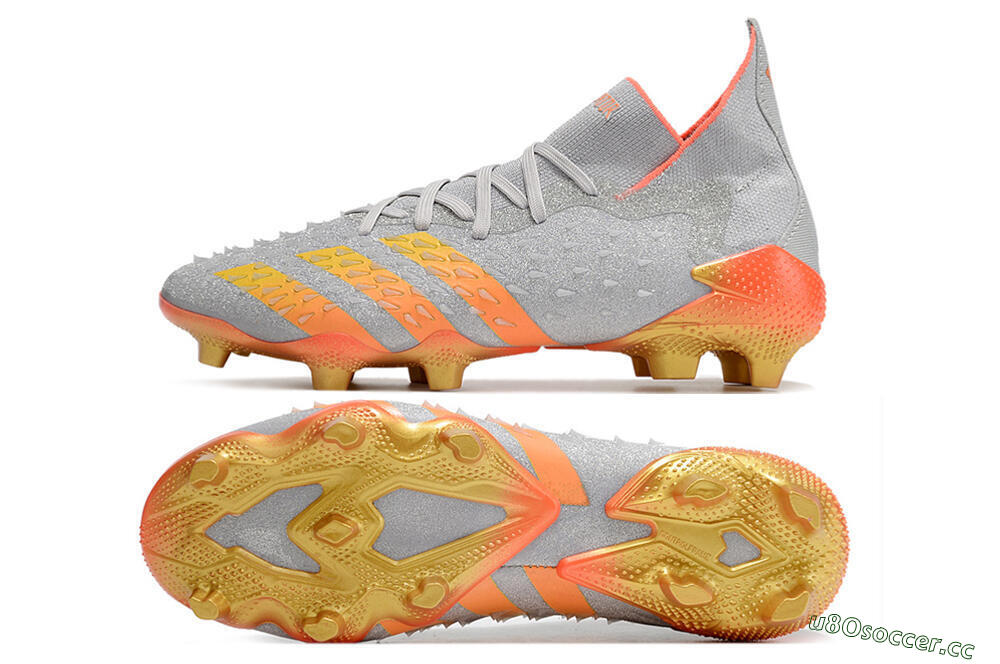 Unisex Adidas Predator Freak.1 FG Firm Ground High-Tops Football Boots - Grey/Orange/Gold 1