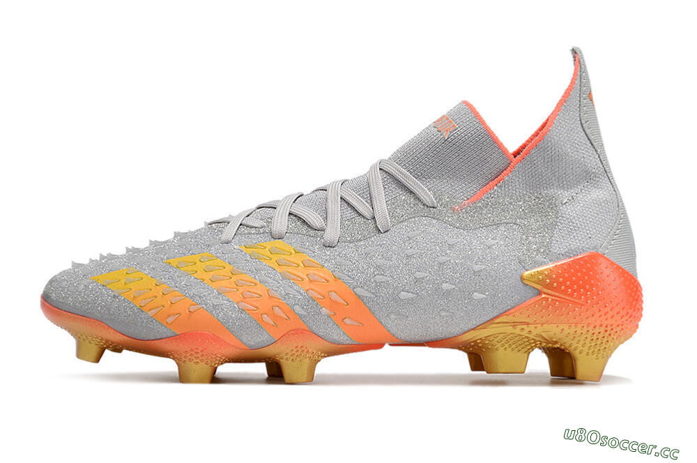Unisex Adidas Predator Freak.1 FG Firm Ground High-Tops Football Boots - Grey/Orange/Gold 0
