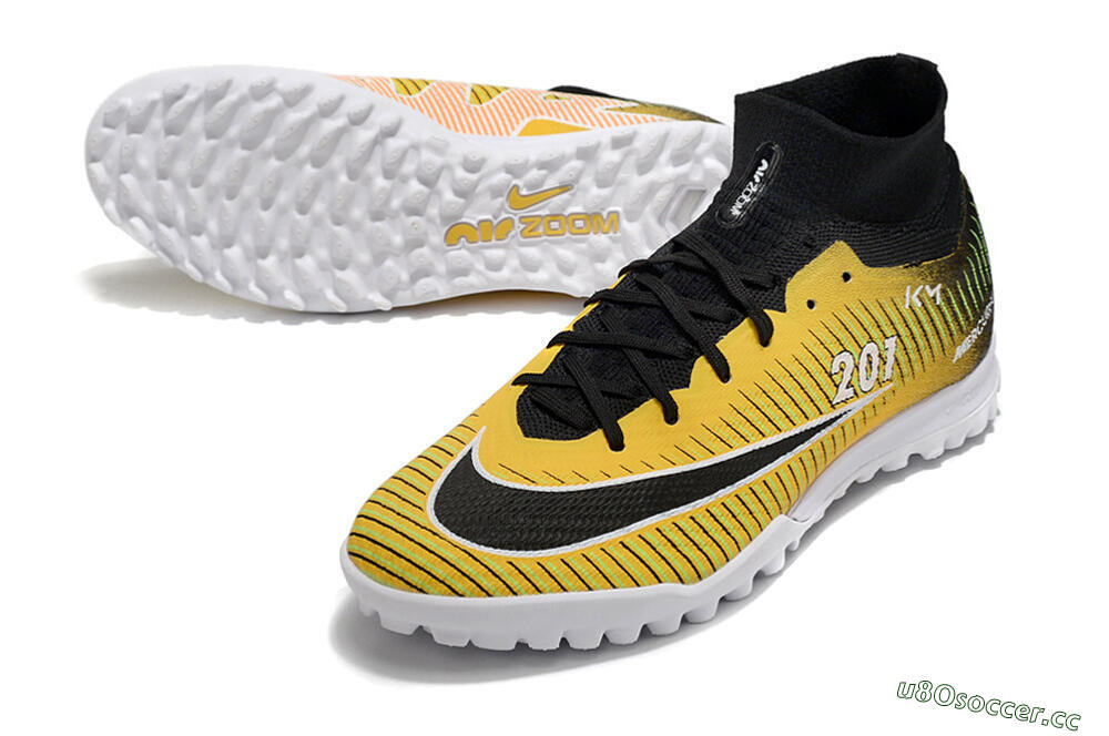 Unisex Nike Air Zoom Mercurial Superfly 9 Elite TF Artificial Turf High-Tops Football Shoes - Yellow/Black/White 3