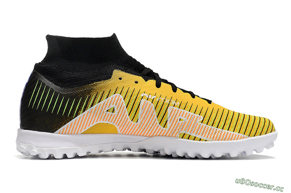 Unisex Nike Air Zoom Mercurial Superfly 9 Elite TF Artificial Turf High-Tops Football Shoes - Yellow/Black/White 5