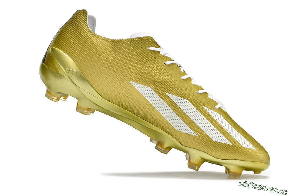 Men's Adidas X Crazyfast.1 FG Firm Ground Low-Tops Football Boots - Gold/White 4