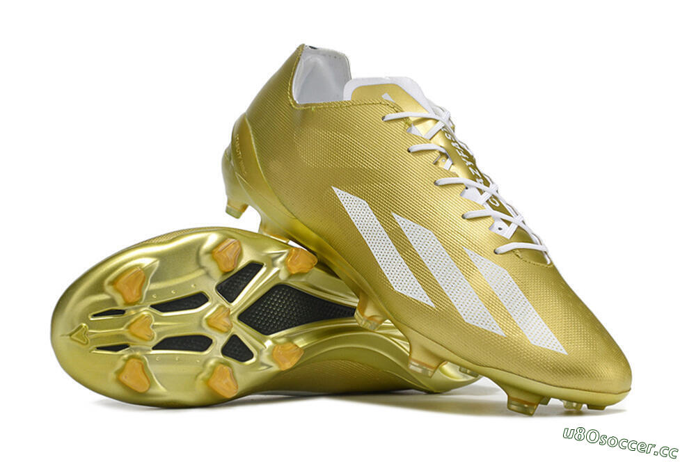 Men's Adidas X Crazyfast.1 FG Firm Ground Low-Tops Football Boots - Gold/White 3