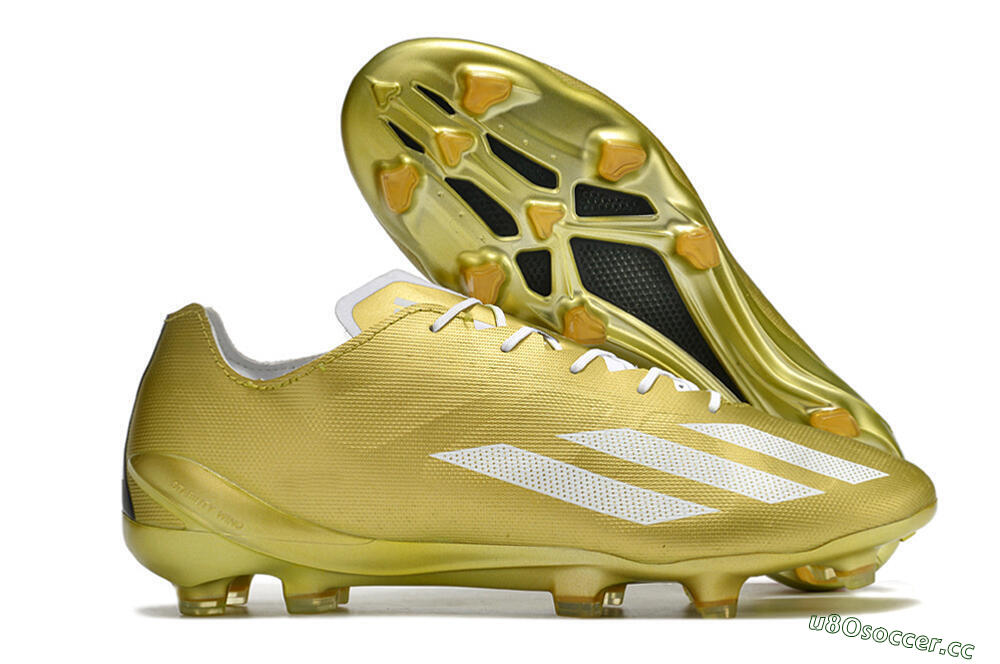 Men's Adidas X Crazyfast.1 FG Firm Ground Low-Tops Football Boots - Gold/White 2