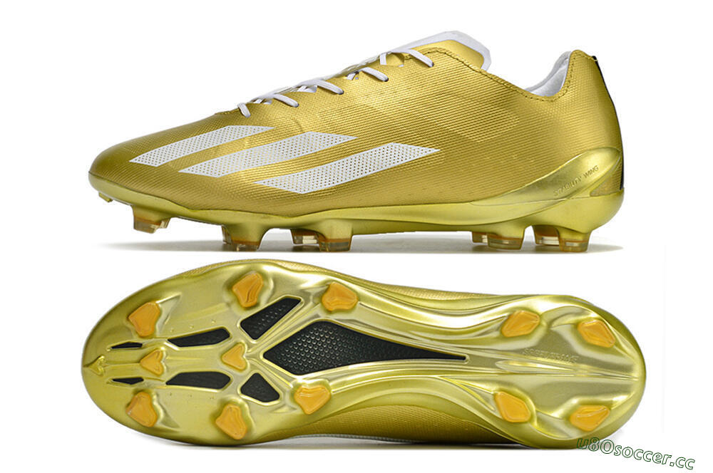 Men's Adidas X Crazyfast.1 FG Firm Ground Low-Tops Football Boots - Gold/White 1