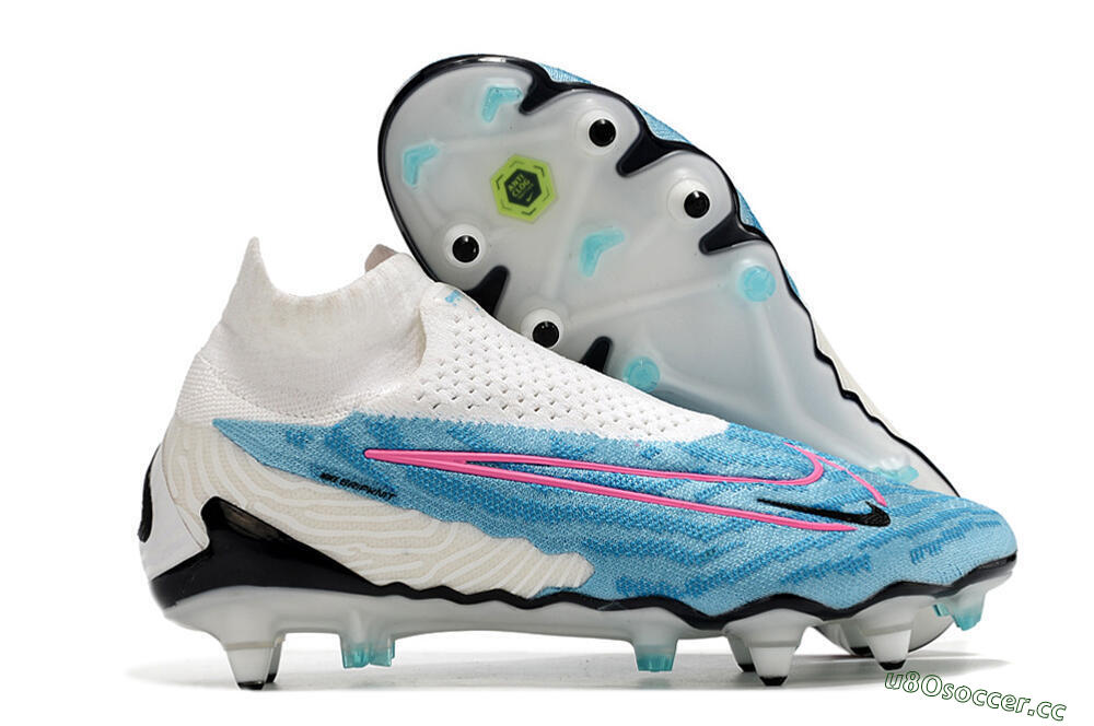 Men's Nike Phantom GX Elite DF SG Soft Ground Low-Tops Football Boots - White/Blue/Pink 2