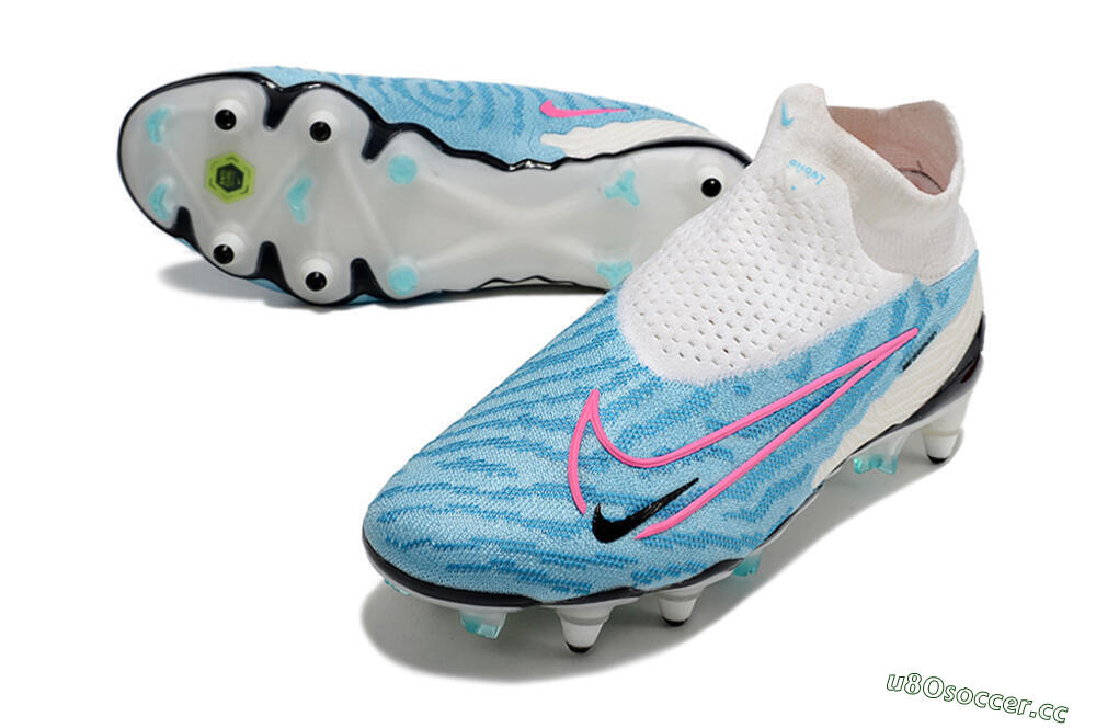 Men's Nike Phantom GX Elite DF SG Soft Ground Low-Tops Football Boots - White/Blue/Pink 3