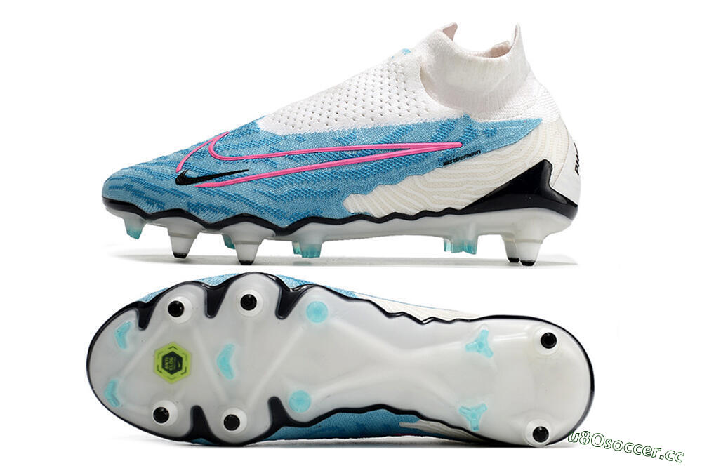 Men's Nike Phantom GX Elite DF SG Soft Ground Low-Tops Football Boots - White/Blue/Pink 1