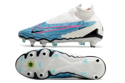 Men's Nike Phantom GX Elite DF SG Soft Ground Low-Tops Football Boots - White/Blue/Pink