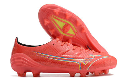 Men's Mizuno Alpha Made in Japan FG Firm Ground Low-Tops Football Boots - Red/Yelllow/Blue