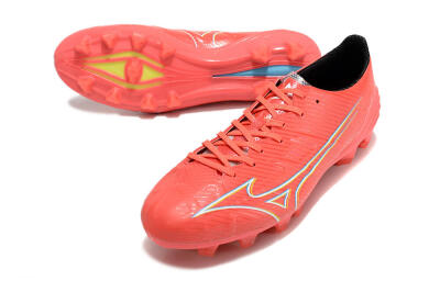 Men's Mizuno Alpha Made in Japan FG Firm Ground Low-Tops Football Boots - Red/Yelllow/Blue