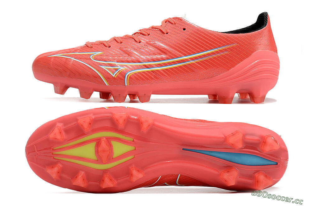 Men's Mizuno Alpha Made in Japan FG Firm Ground Low-Tops Football Boots - Red/Yelllow/Blue 1