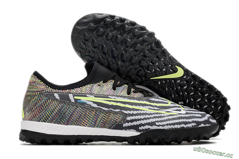 Men's Nike React Phantom GX Pro TF Artificial Turf Low-Tops Football Shoes - Black/Grey/Yellow 2