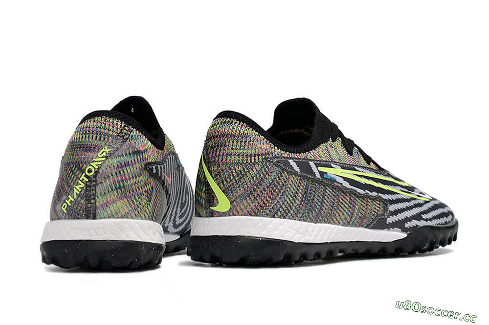 Men's Nike React Phantom GX Pro TF Artificial Turf Low-Tops Football Shoes - Black/Grey/Yellow 6