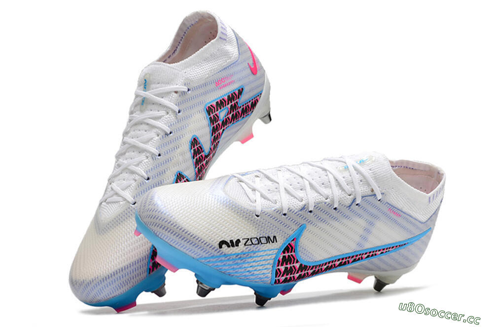 Men's Nike Air Zoom Mercurial Vapor 15 Elite FG Firm Ground Low-Tops Football Boots - White/Grey/Blue 5