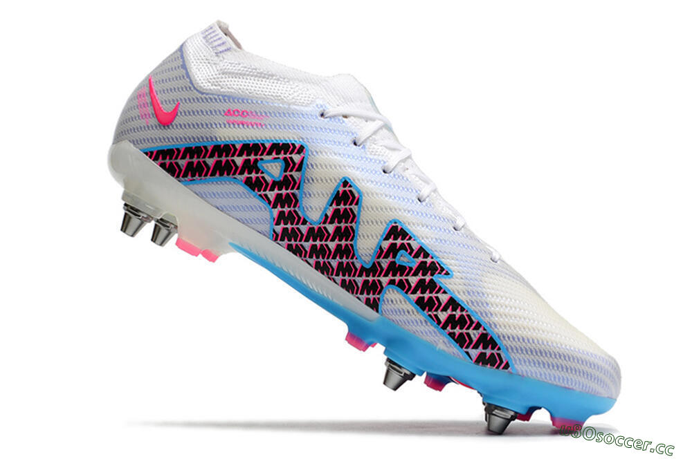 Men's Nike Air Zoom Mercurial Vapor 15 Elite FG Firm Ground Low-Tops Football Boots - White/Grey/Blue 6
