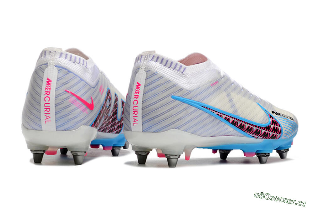 Men's Nike Air Zoom Mercurial Vapor 15 Elite FG Firm Ground Low-Tops Football Boots - White/Grey/Blue 8