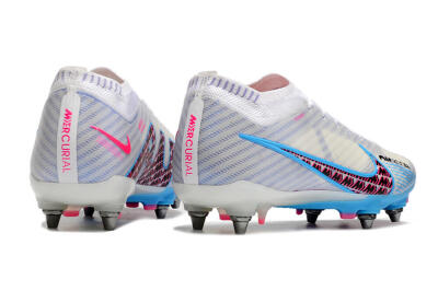 Men's Nike Air Zoom Mercurial Vapor 15 Elite FG Firm Ground Low-Tops Football Boots - White/Grey/Blue
