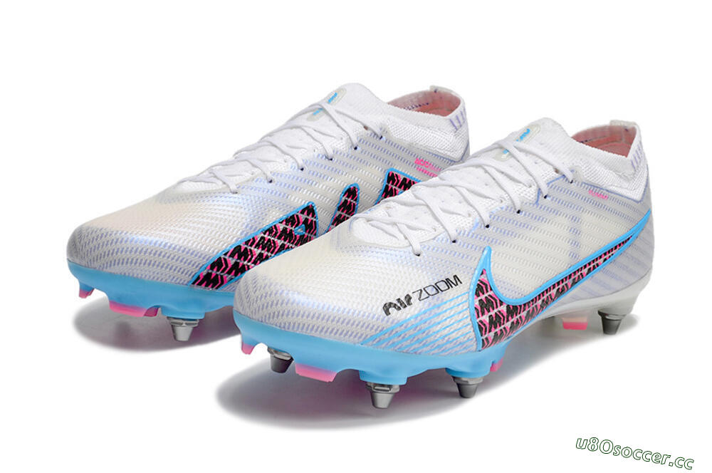 Men's Nike Air Zoom Mercurial Vapor 15 Elite FG Firm Ground Low-Tops Football Boots - White/Grey/Blue 9