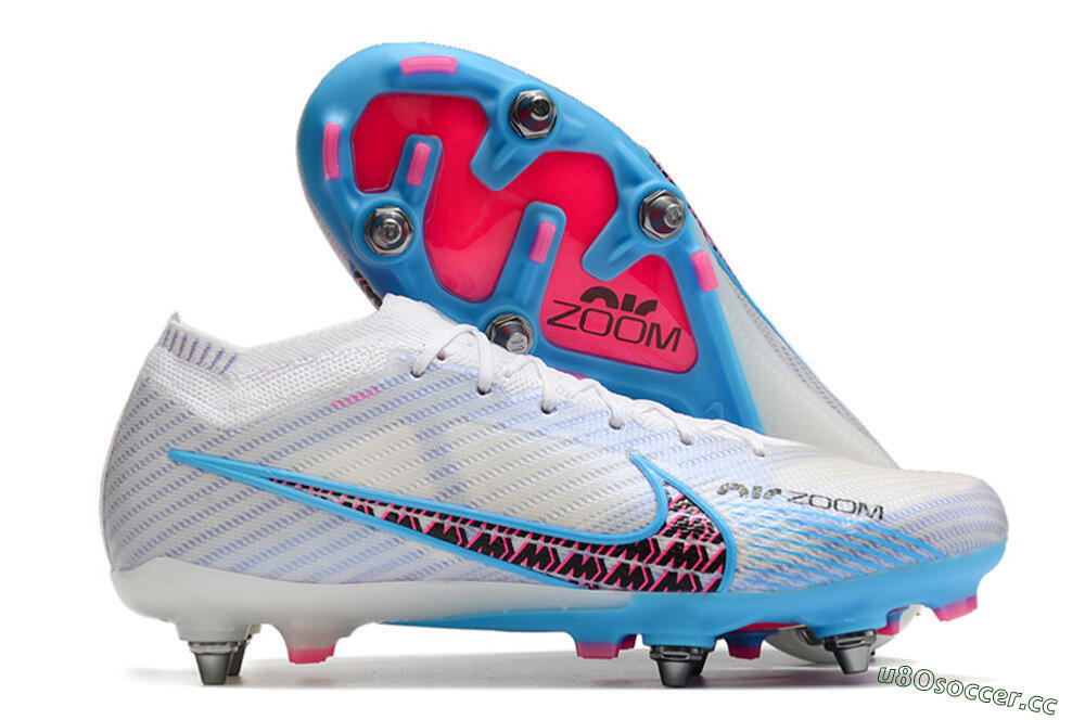 Men's Nike Air Zoom Mercurial Vapor 15 Elite FG Firm Ground Low-Tops Football Boots - White/Grey/Blue 2