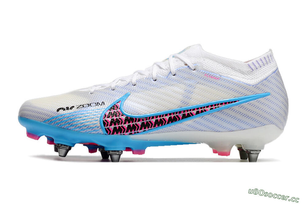 Men's Nike Air Zoom Mercurial Vapor 15 Elite FG Firm Ground Low-Tops Football Boots - White/Grey/Blue 0