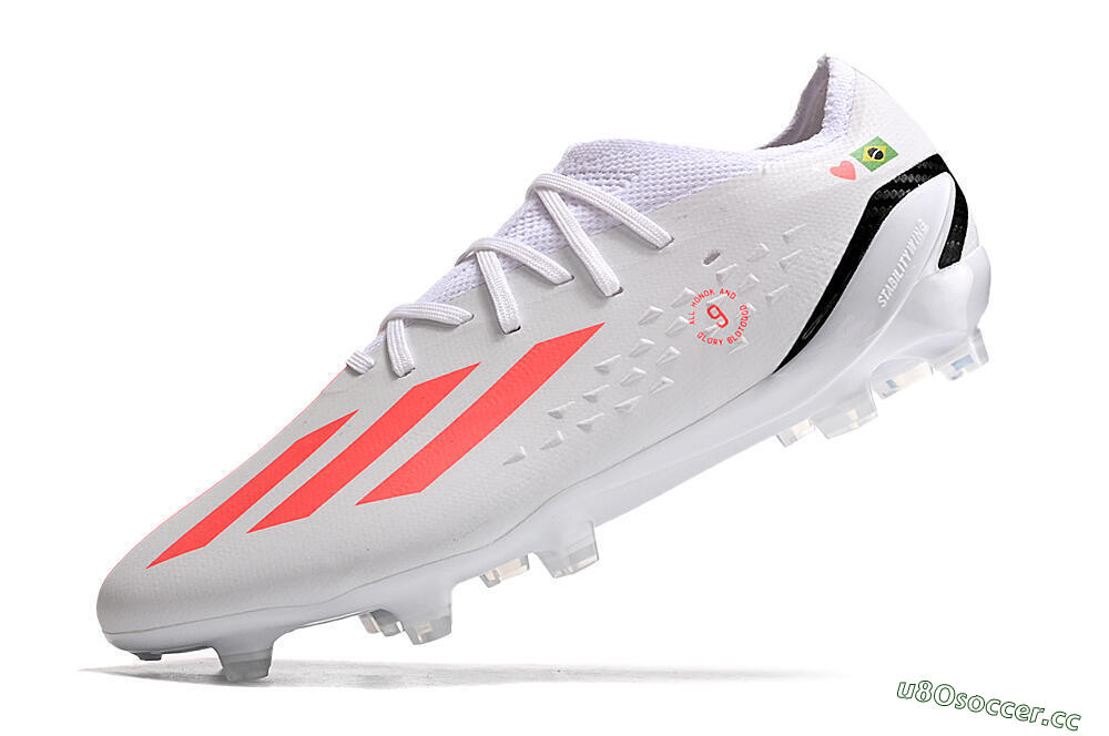 Men's Adidas X Speedportal.1 Brazil FG Firm Ground Low-Tops Football Boots - White/Orange/Black 5