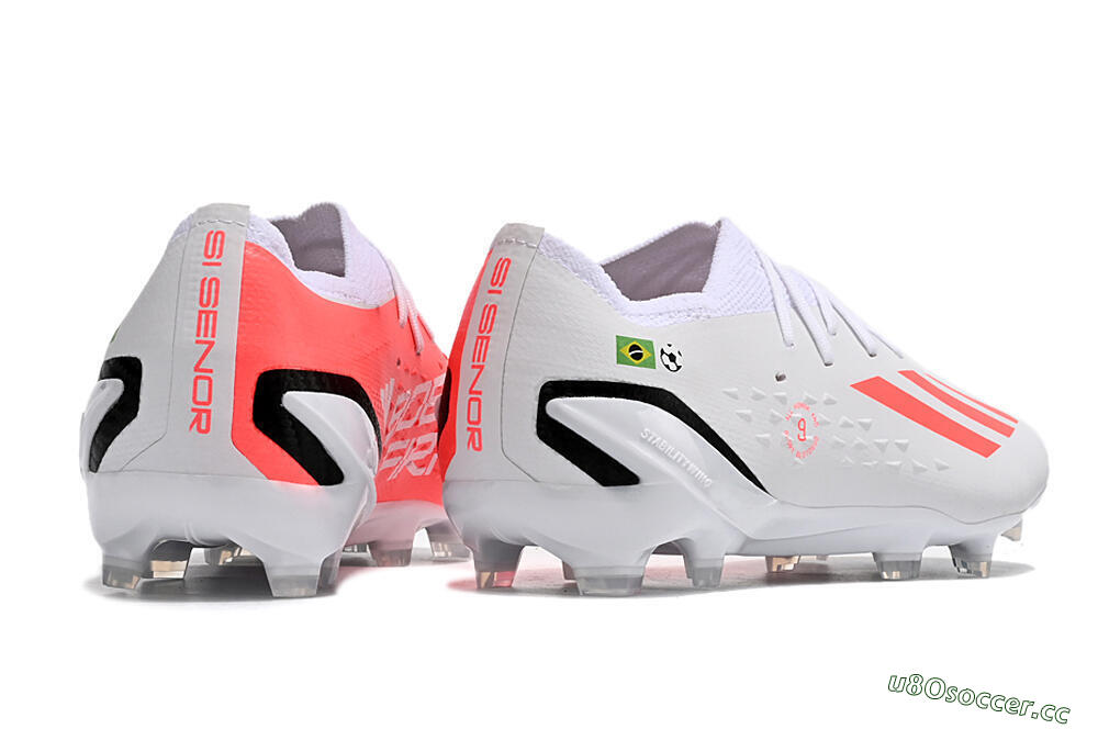 Men's Adidas X Speedportal.1 Brazil FG Firm Ground Low-Tops Football Boots - White/Orange/Black 6