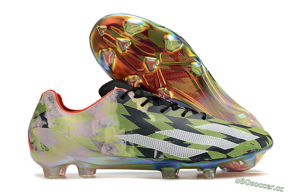 Men's Adidas X Crazyfast Limited Edition FG Firm Ground Low-Tops Football Boots - White/Yellow/Orange/Black 2