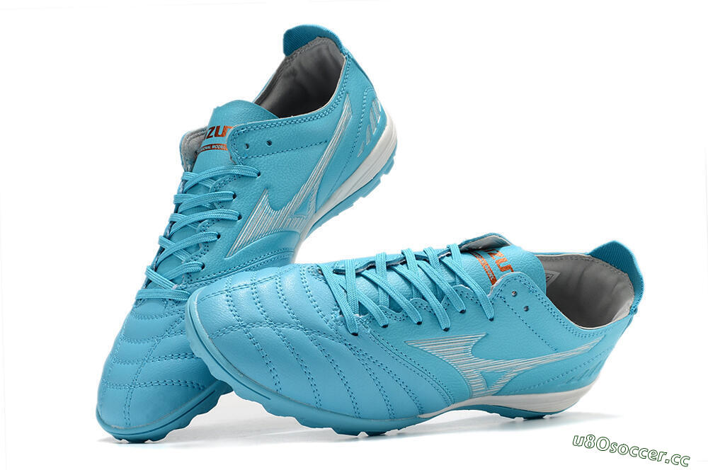 Men's Mizuno WAVE CUP Classic TF Artificial Turf Low-Tops Football Shoes - Blue/Grey/White 5