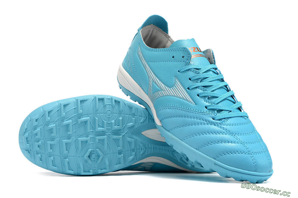 Men's Mizuno WAVE CUP Classic TF Artificial Turf Low-Tops Football Shoes - Blue/Grey/White 4